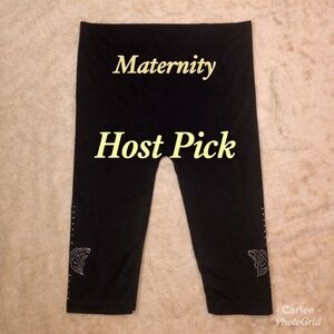 Maternity Capri Leggings | Black w/ Subtle Bling | Host Pick